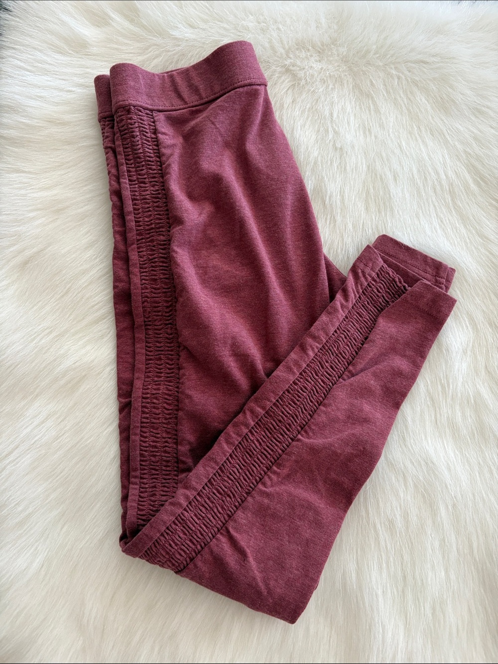 Old Navy Burgundy Smocked Side Kids Leggings